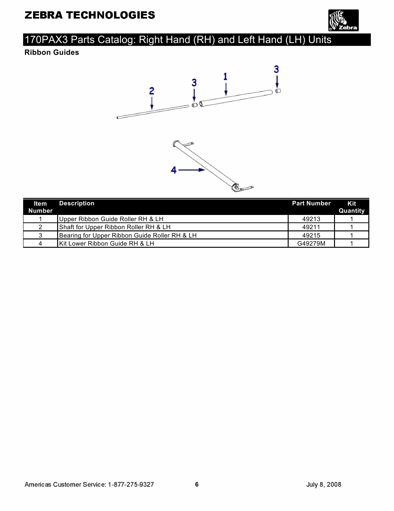 Zebra Label 170PAX3 Parts Catalog-3